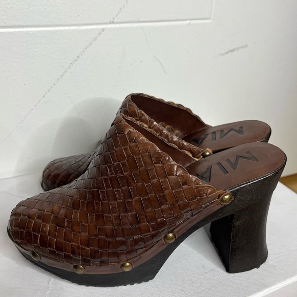 Free People Shoes - MIA Leather Woven Wooden Clogs